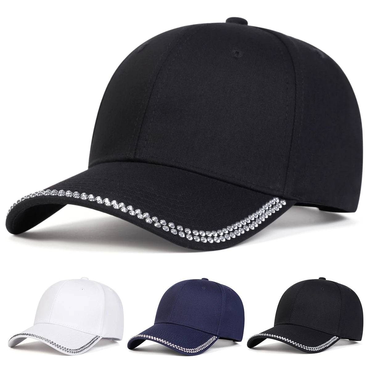 Unisex Diamond Studded Brim Baseball Cap