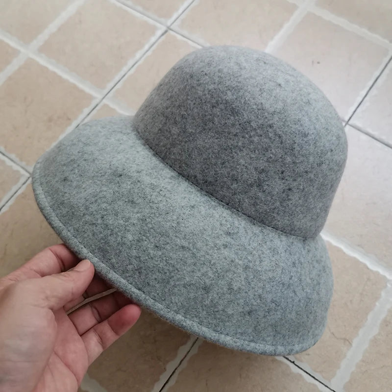 Wool Felt Wide Brim Women's Bucket Hat