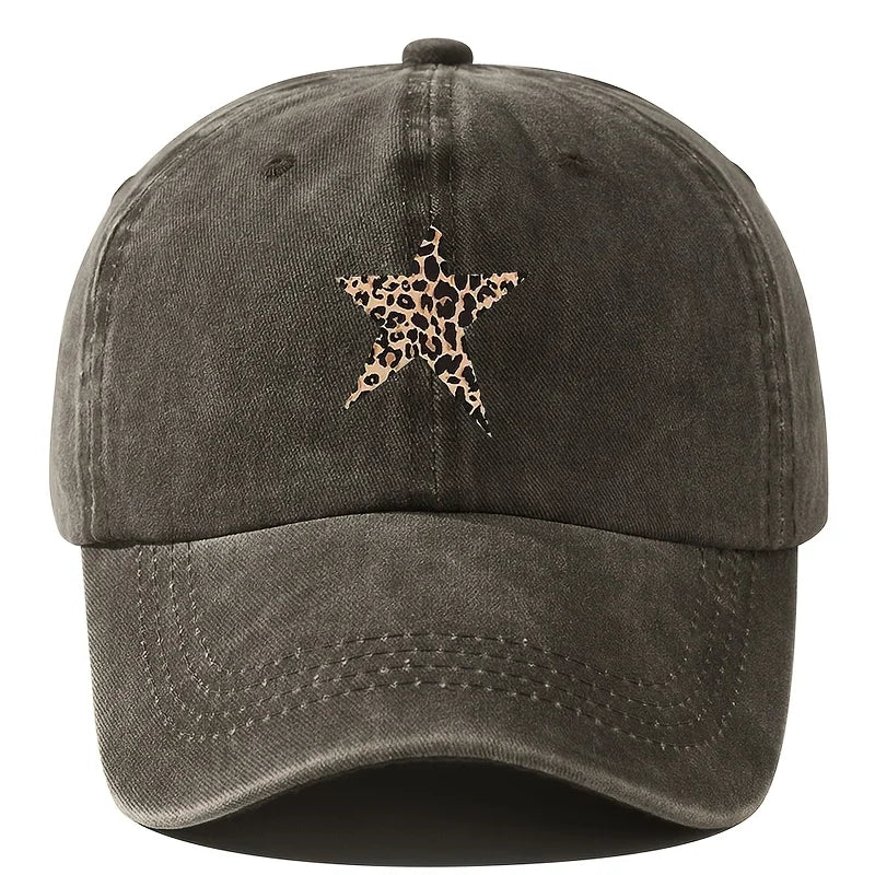 Leopard Star Retro Print Baseball Cap