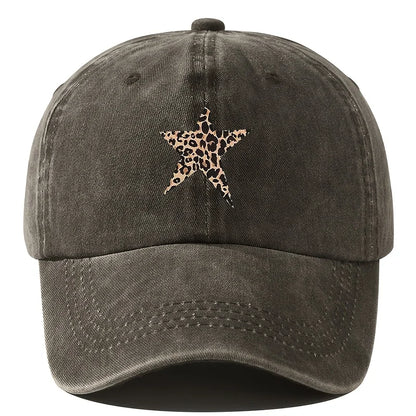 Leopard Star Retro Print Baseball Cap