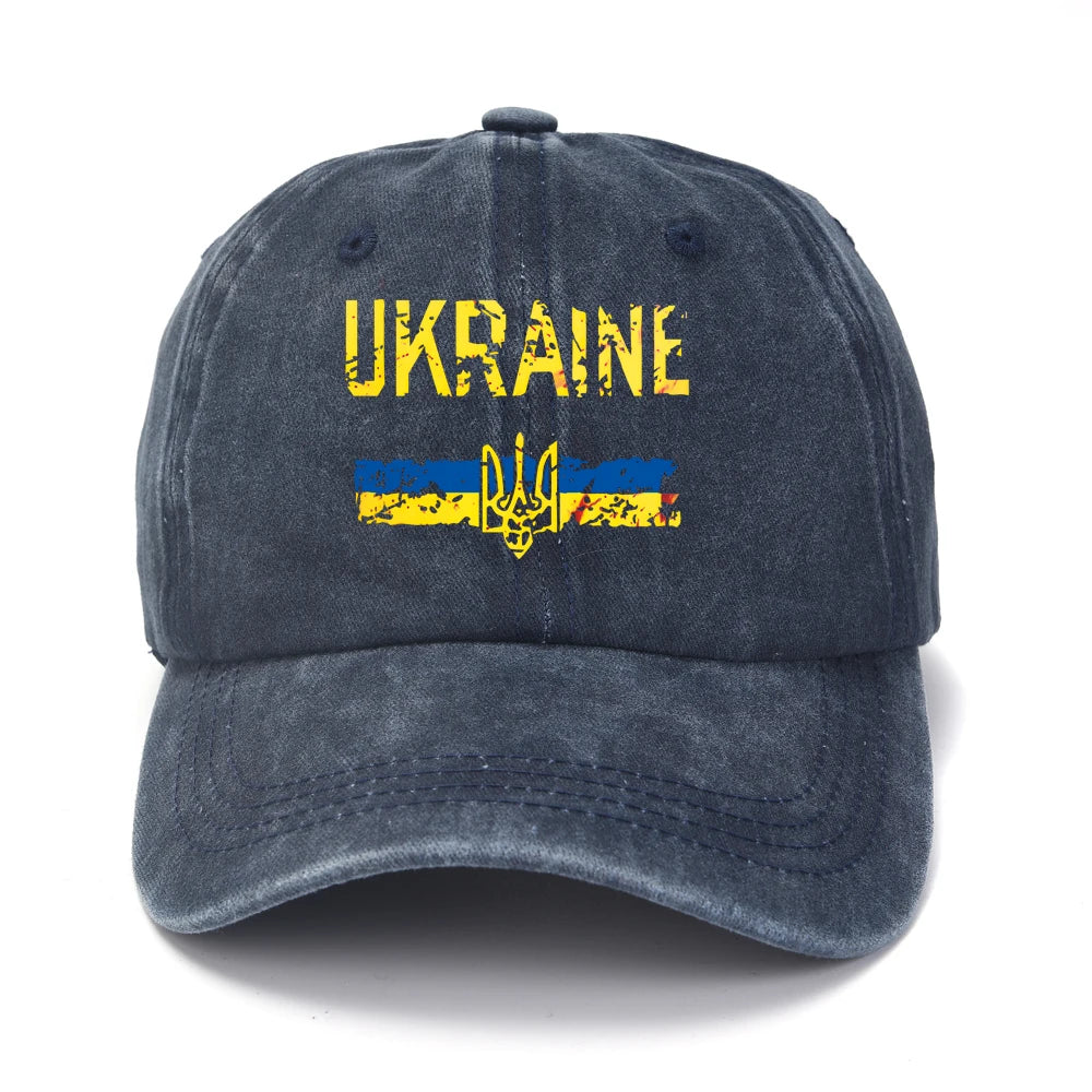 Ukraine Washed Cotton Retro Emblem Unisex Baseball Cap