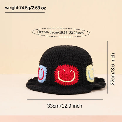 Cute Smiling Warm Knitted Bucket Hat