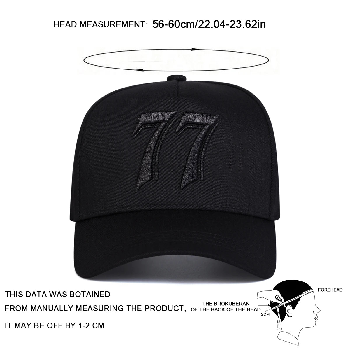 Unisex 77 Letter Embroidery Adjustable Baseball Cap