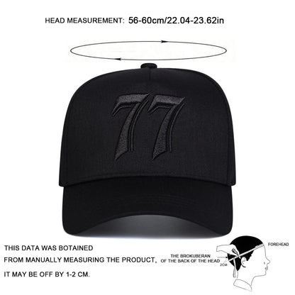 Unisex 77 Letter Embroidery Adjustable Baseball Cap