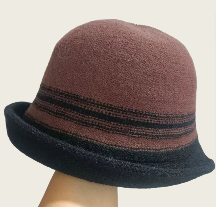 Rolled-Brim Women's Winter Bucket Hat