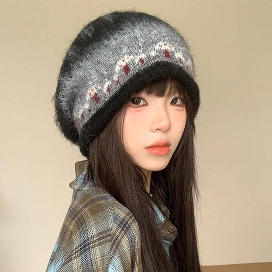 Women's Fair Isle Cuffed Winter Knit Bucket Hat