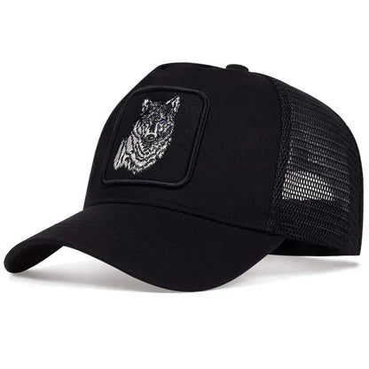 Unisex Wolf Embroidery Baseball Net Caps
