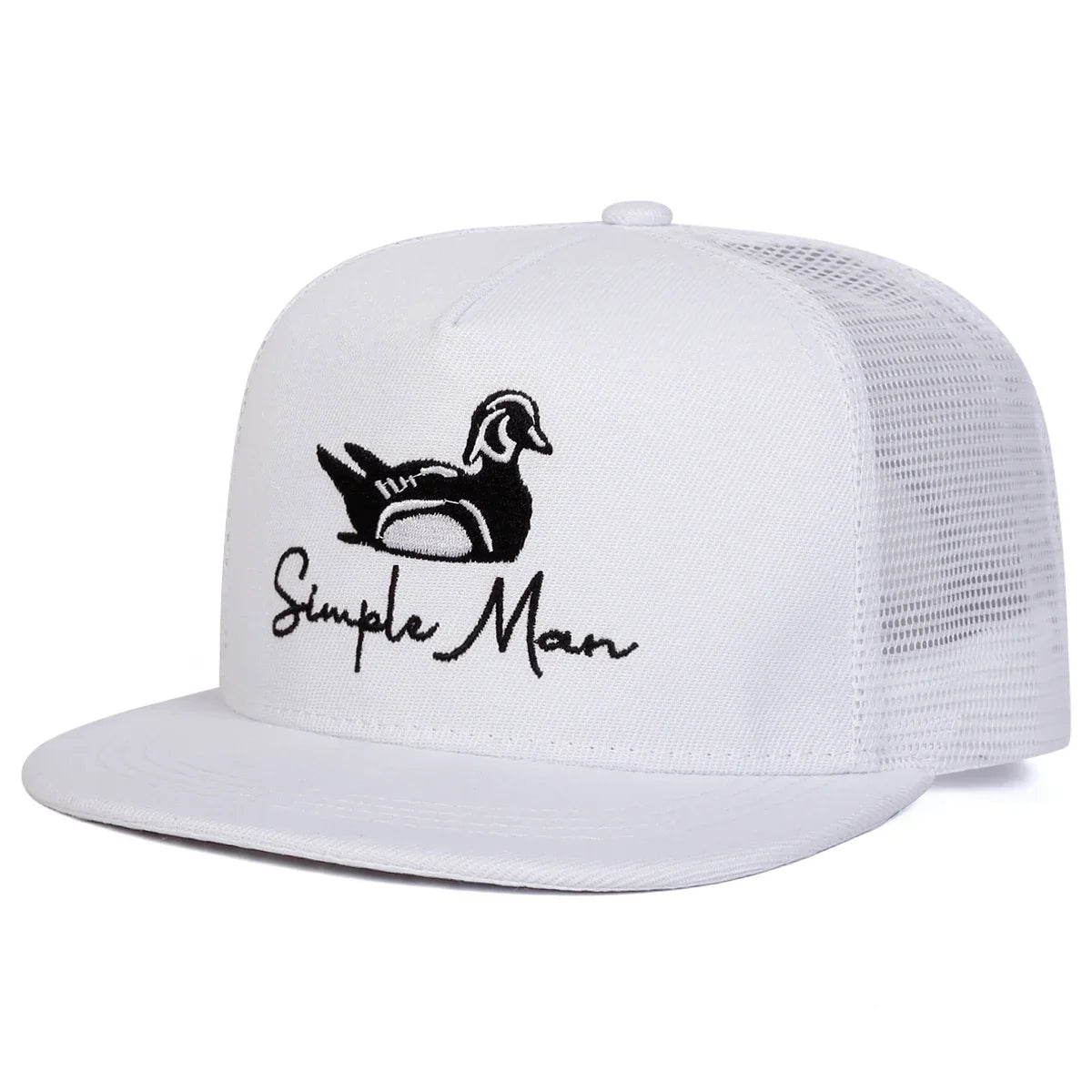Unisex Simple Man Embroidered Mesh Snapback Cap