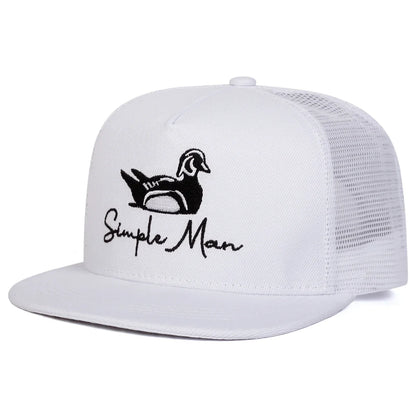 Unisex Simple Man Embroidered Mesh Snapback Cap