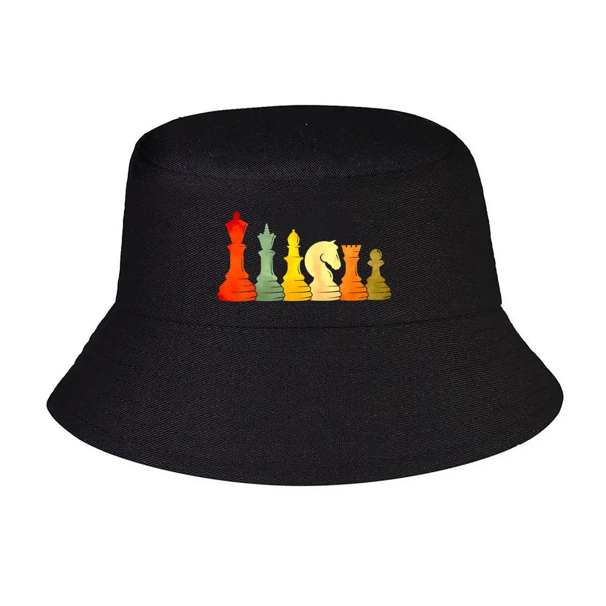 Vibrant Watercolor Chess Pieces Artistic Bucket Hat