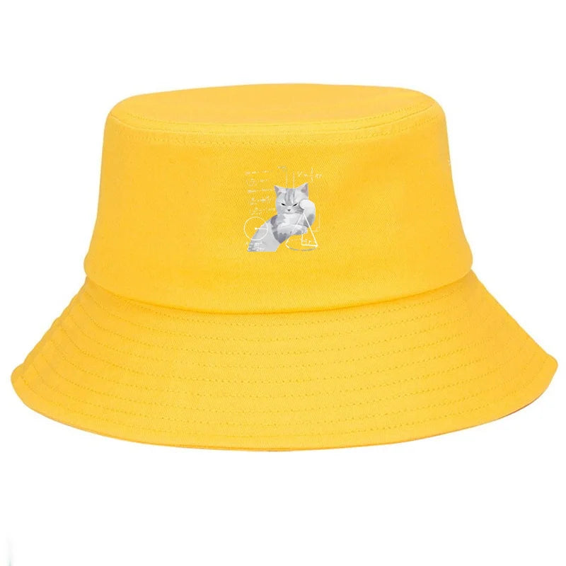 Contemplative Kitten Wide Brim Breathable Beach Bucket Hat