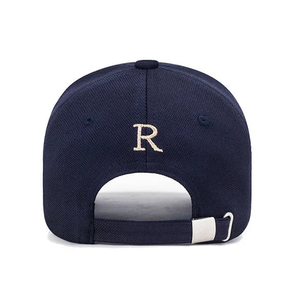 R Letter Gold Embroidery Premium Baseball Cap