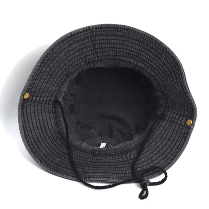 Vintage Embroidered Cotton Foldable Bucket Hat