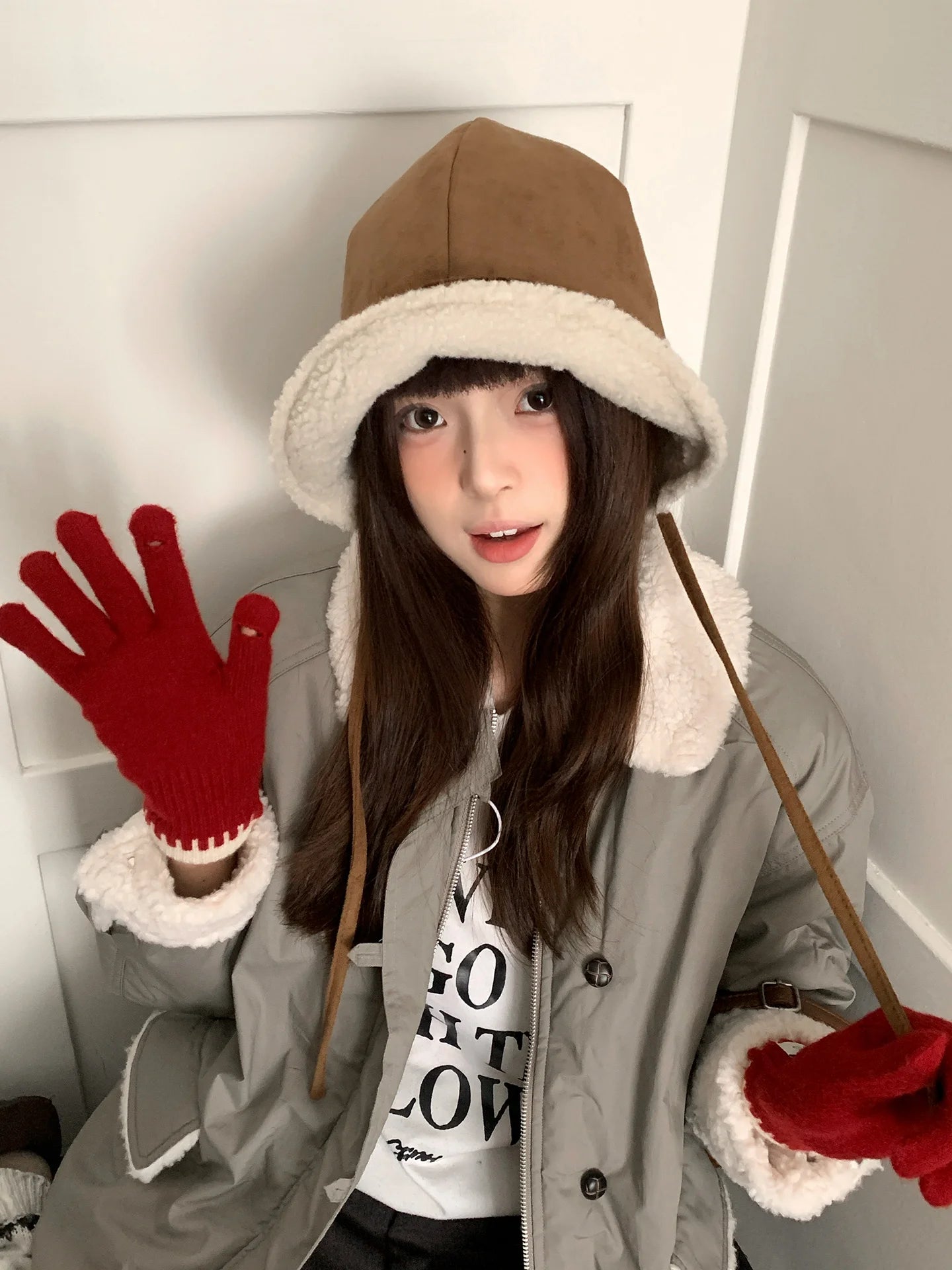 Retro Suede Plush Earflap Bucket Hat