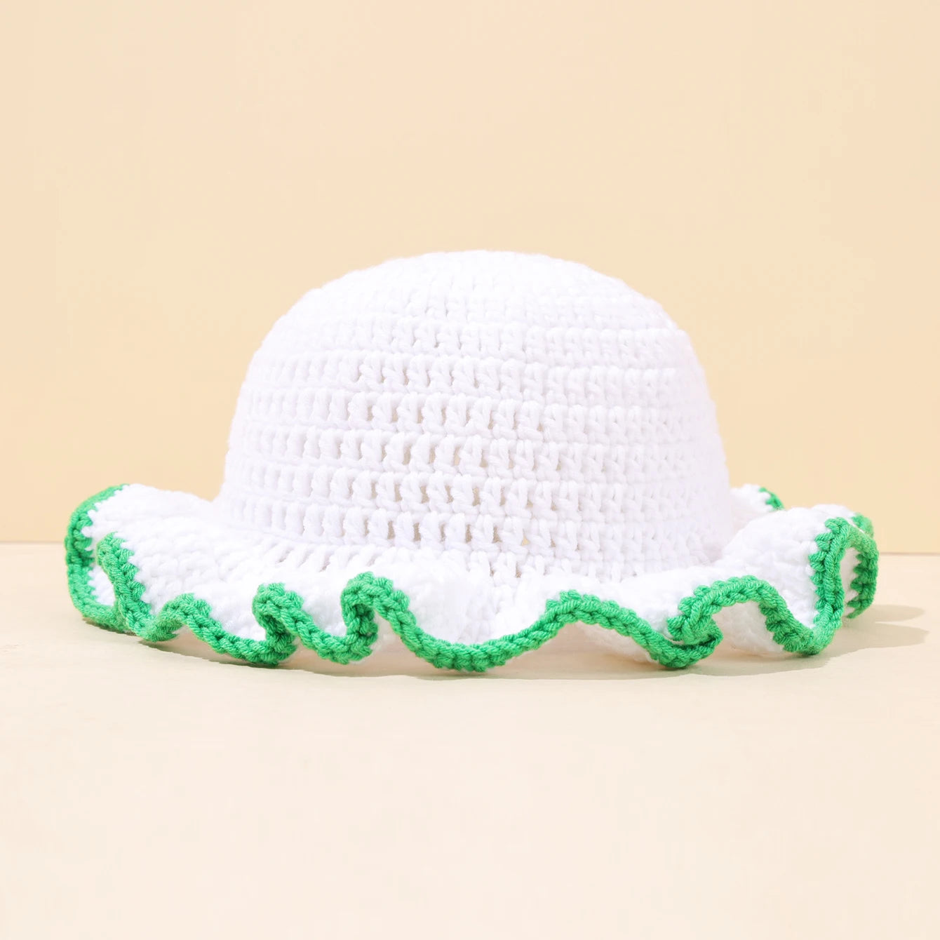 Multicolor Ruffle Knitted Wool Bucket Hat