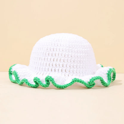 Multicolor Ruffle Knitted Wool Bucket Hat