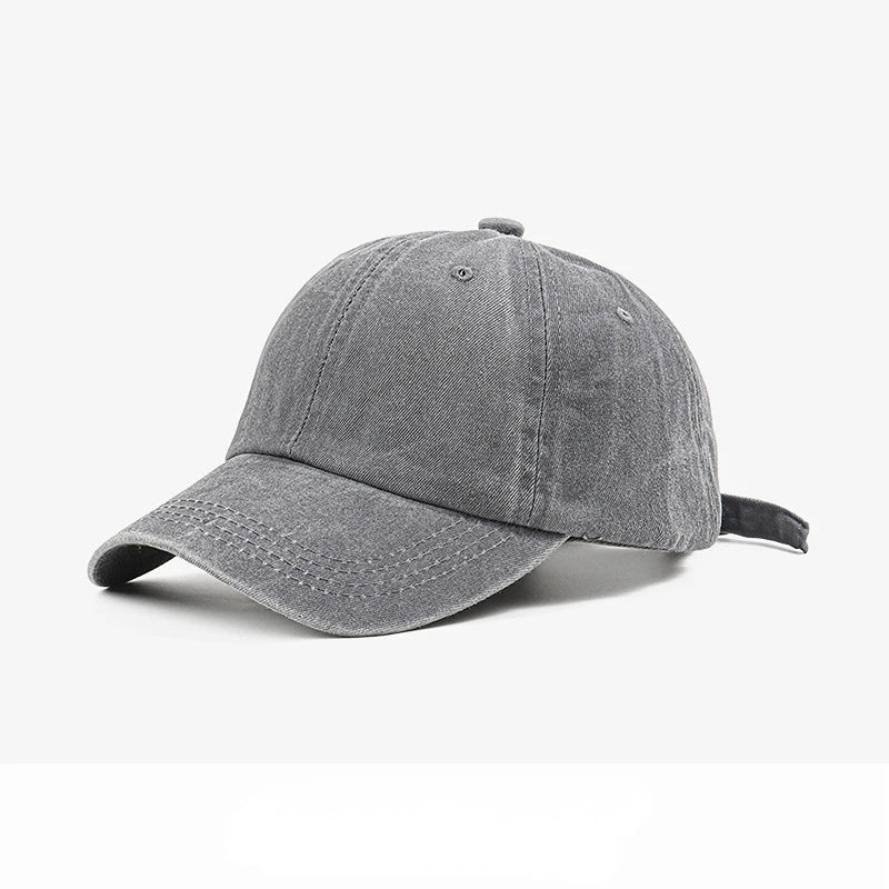Solid Washed Denim Vintage Baseball Cap