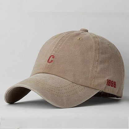 Vintage Washed Cotton Letter Ponytail Baseball Cap