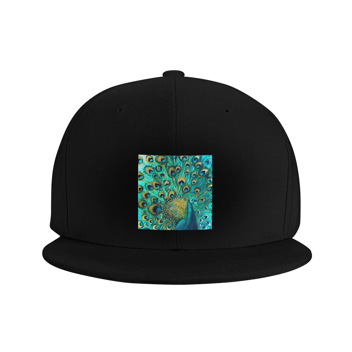 Colorized Aqua Peacock Feather Pattern Snapback Cap
