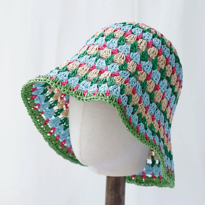 Handmade Multicolor Straw Bucket Hat