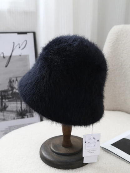 Warm Rabbit Fur Knitted Winter Bucket Hat