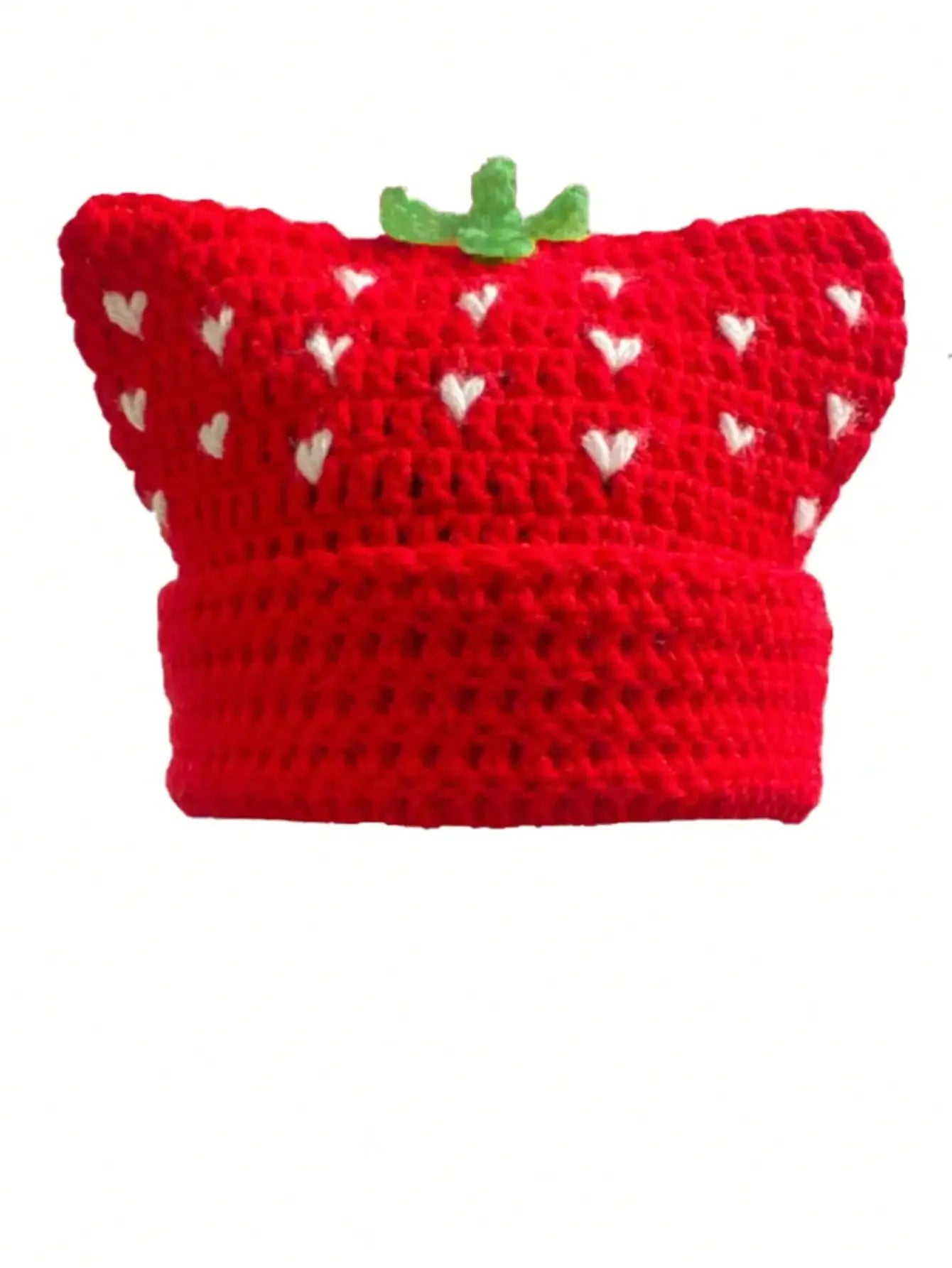 Cartoon Strawberry Crochet Ruffled Bucket Hat