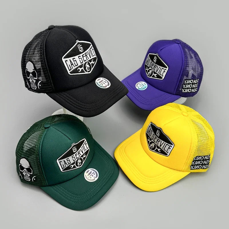 GAS Letter Embroidery Mesh Baseball Cap
