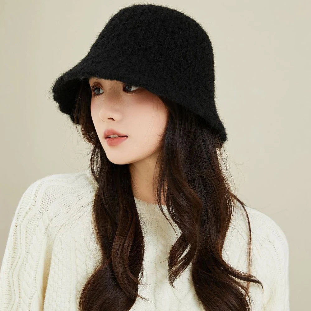 Women Knitted Korean Style Retro Winter Bucket Hat