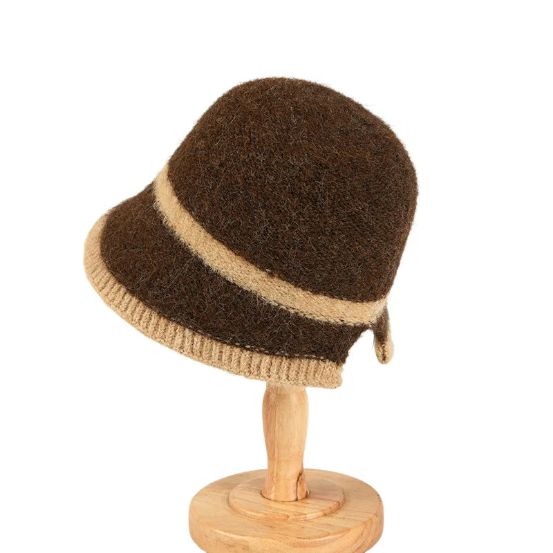 Korean Plush Knit Winter Bucket Hat