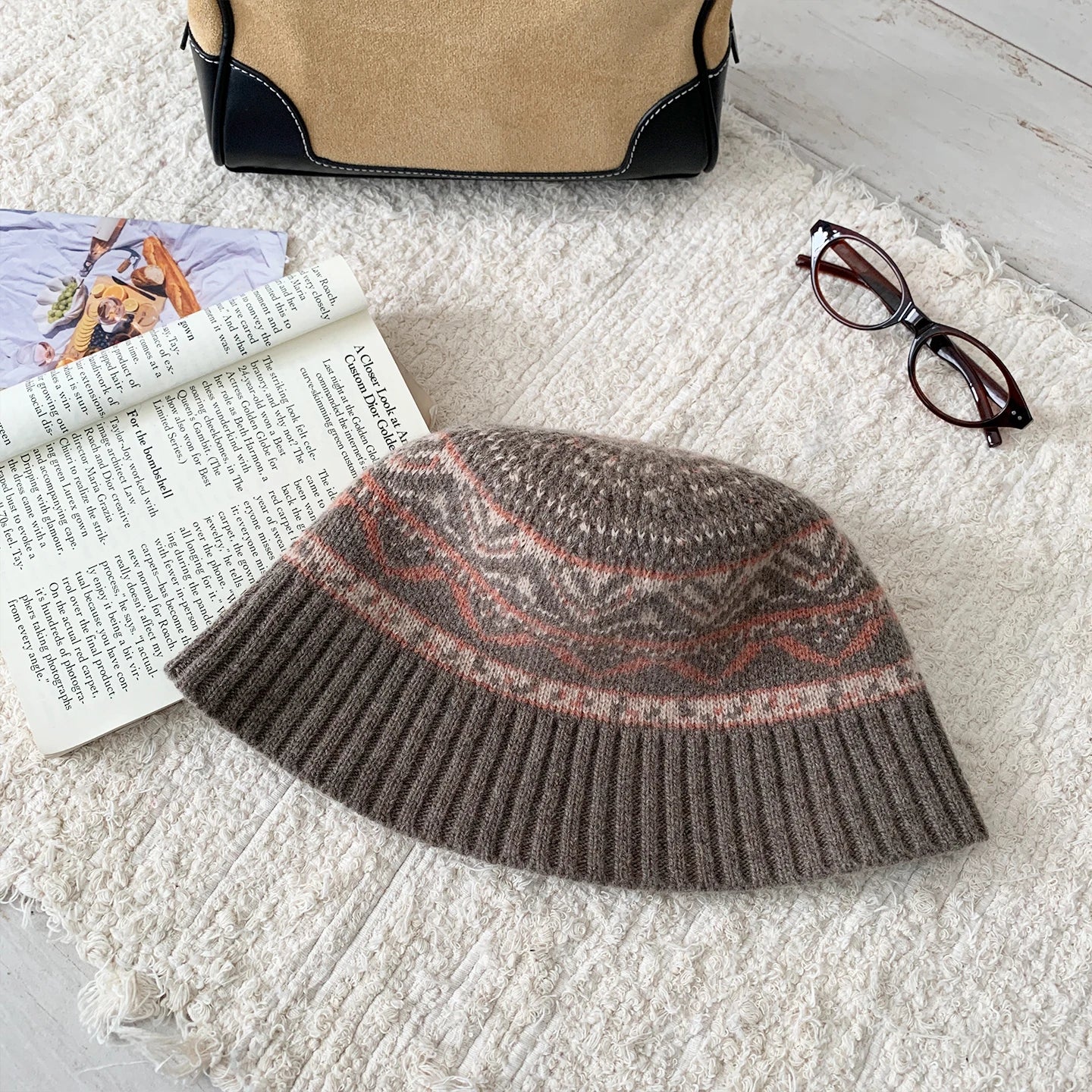 Fair Isle Wool Knit Winter Bucket Hat