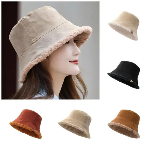 Reversible Lamb Wool Winter Bucket Hat