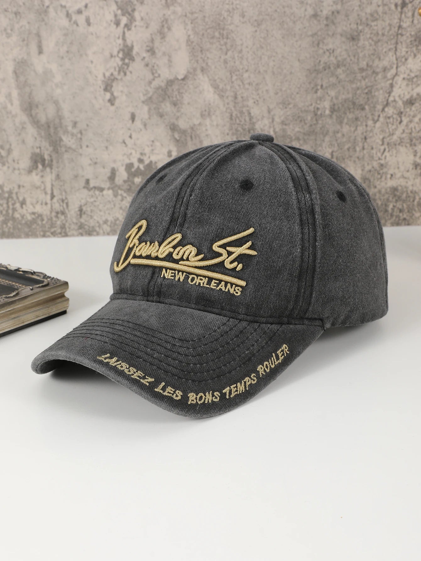 Vintage Soft-Top Cowboy Baseball Cap with Embroidered Alphabet