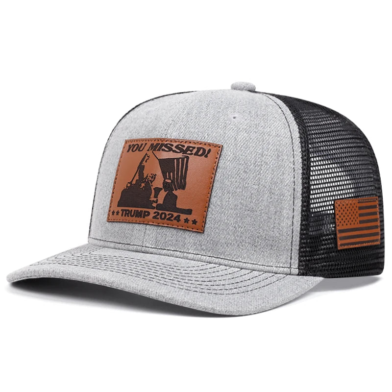 Leather Label Embroidered Slightly Curved Baseball Cap