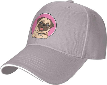 Cute Pug Dog Head Graphic Baseball Cap