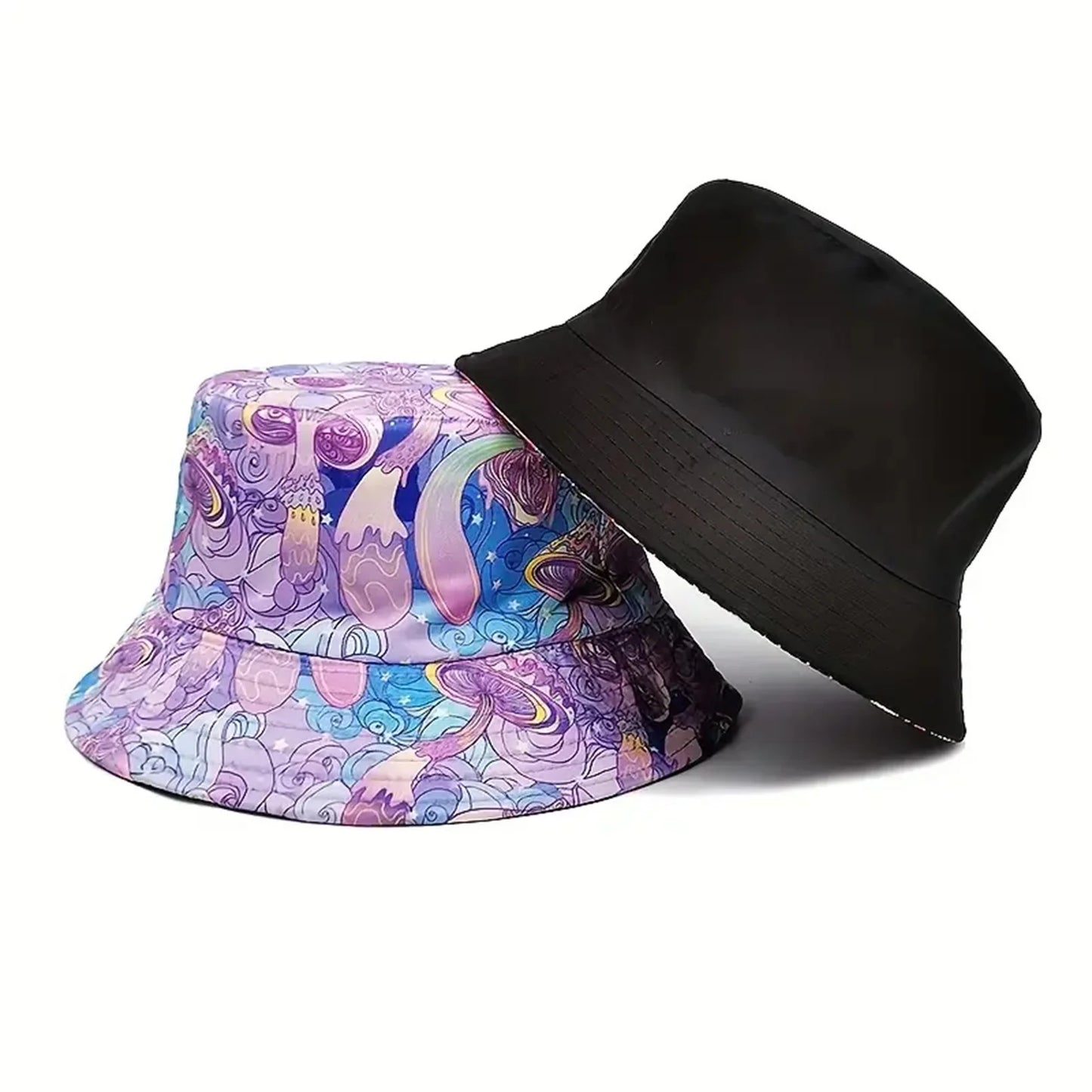 Purple Mushroom Print Double Sided Bucket Hat