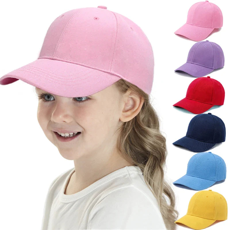 Fashion Candy Color Kids Baseball Cap Sun Protection Boy Girls Hat