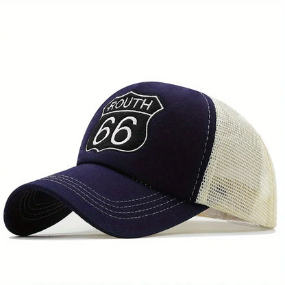 Route 66 Letter Embroidery Unisex Baseball Cap