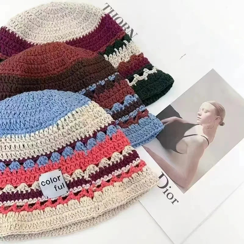 New Japanese Contrasting Color Sweet Bucket Hat
