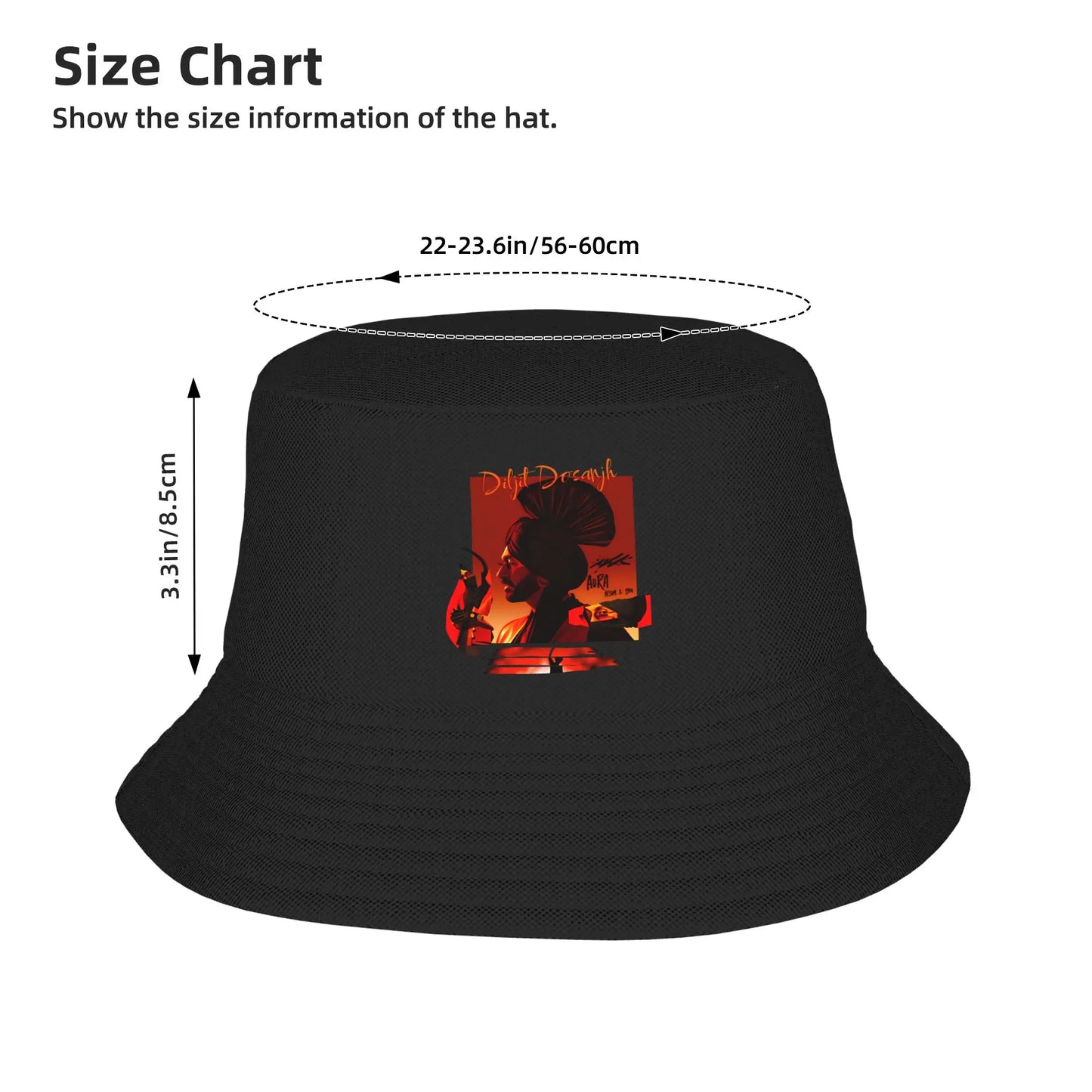 Diljit Dosanjh Aura Title 2026 Hip Hop Bucket Hat