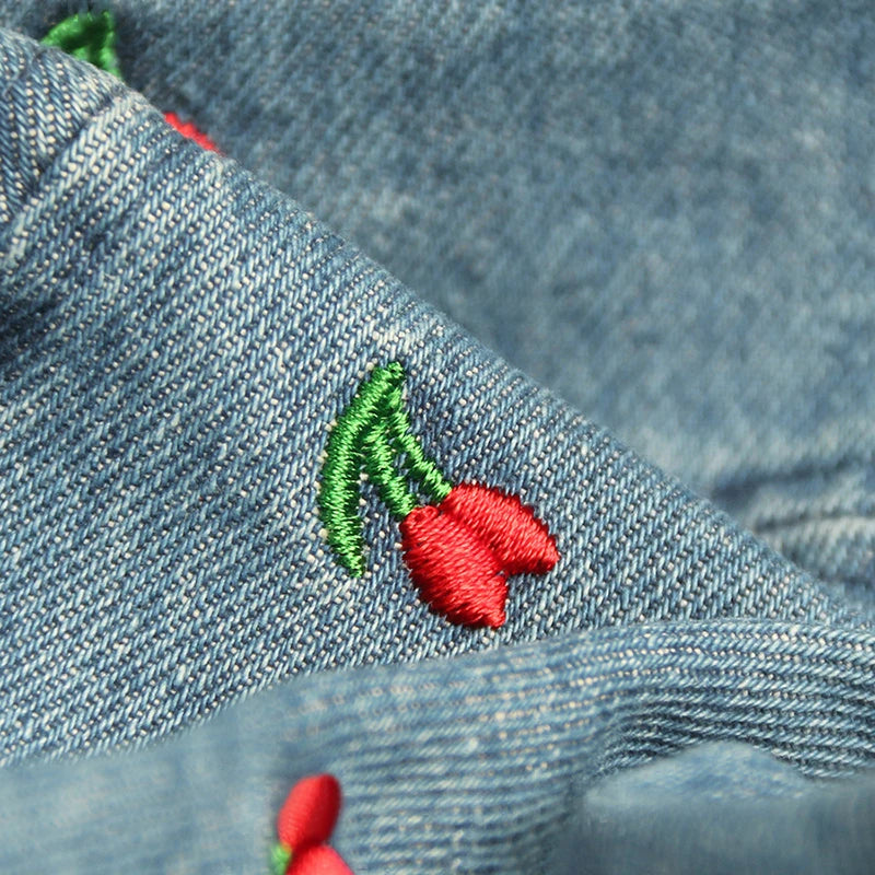 Korean Embroidered Heart Washed Denim Bucket Hat