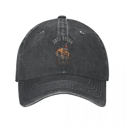 Zach Bryan Retro Distressed Washed Denim Baseball Cap