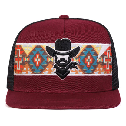Western Cowboy Embroidery Snapback Hat Unisex