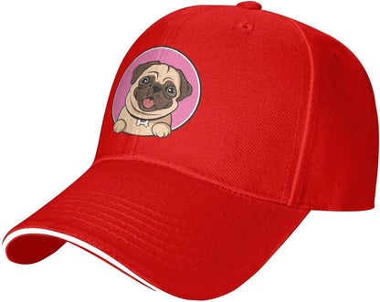 Cute Pug Dog Head Graphic Baseball Cap