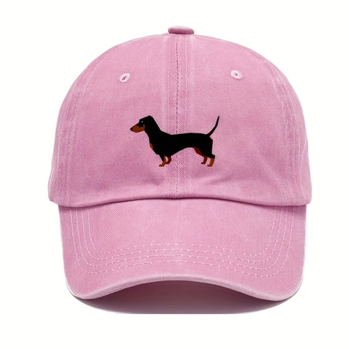 Retro Dachshund Cartoon Print Baseball Cap