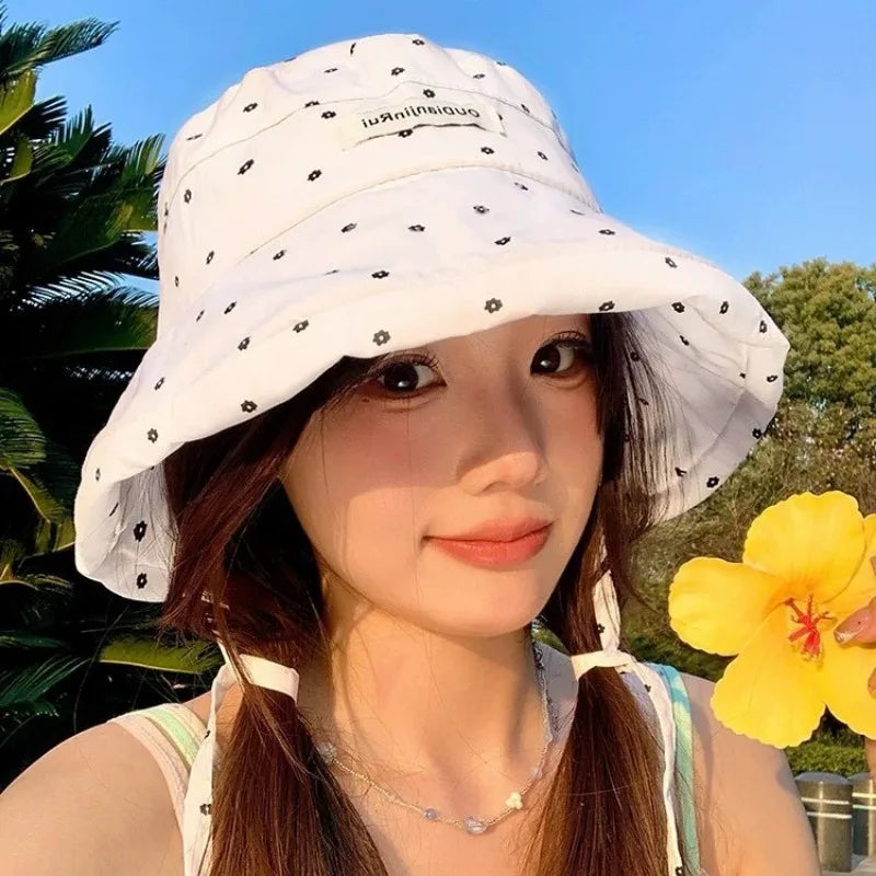 Small Fresh Floral Foldable Summer Sun Bucket Hat