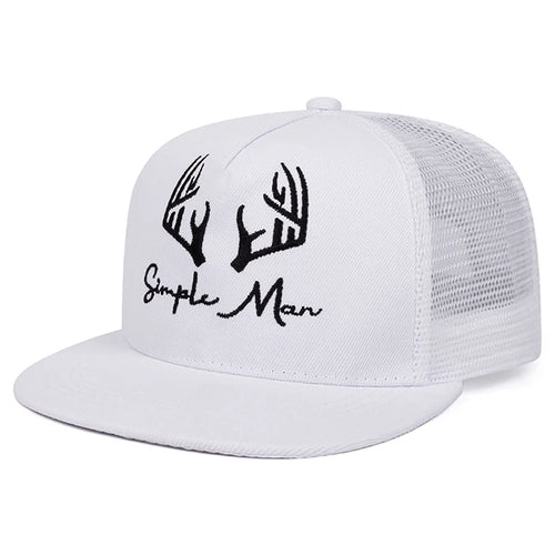 Antlers Embroidered Classic Flat Brim Cap