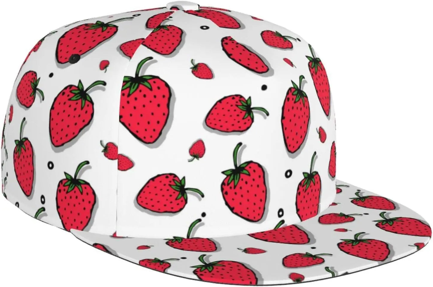 Cute Strawberry Flat Brim Snapback Cap