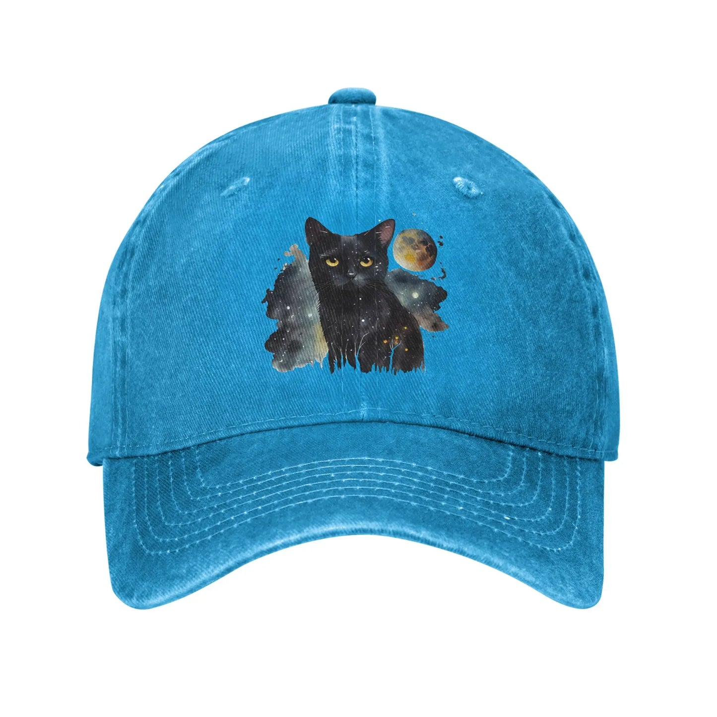 Black Cat Washed Y2K Retro Trucker Baseball Cap