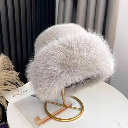 Faux Fur Fox Plush Winter Bucket Hat