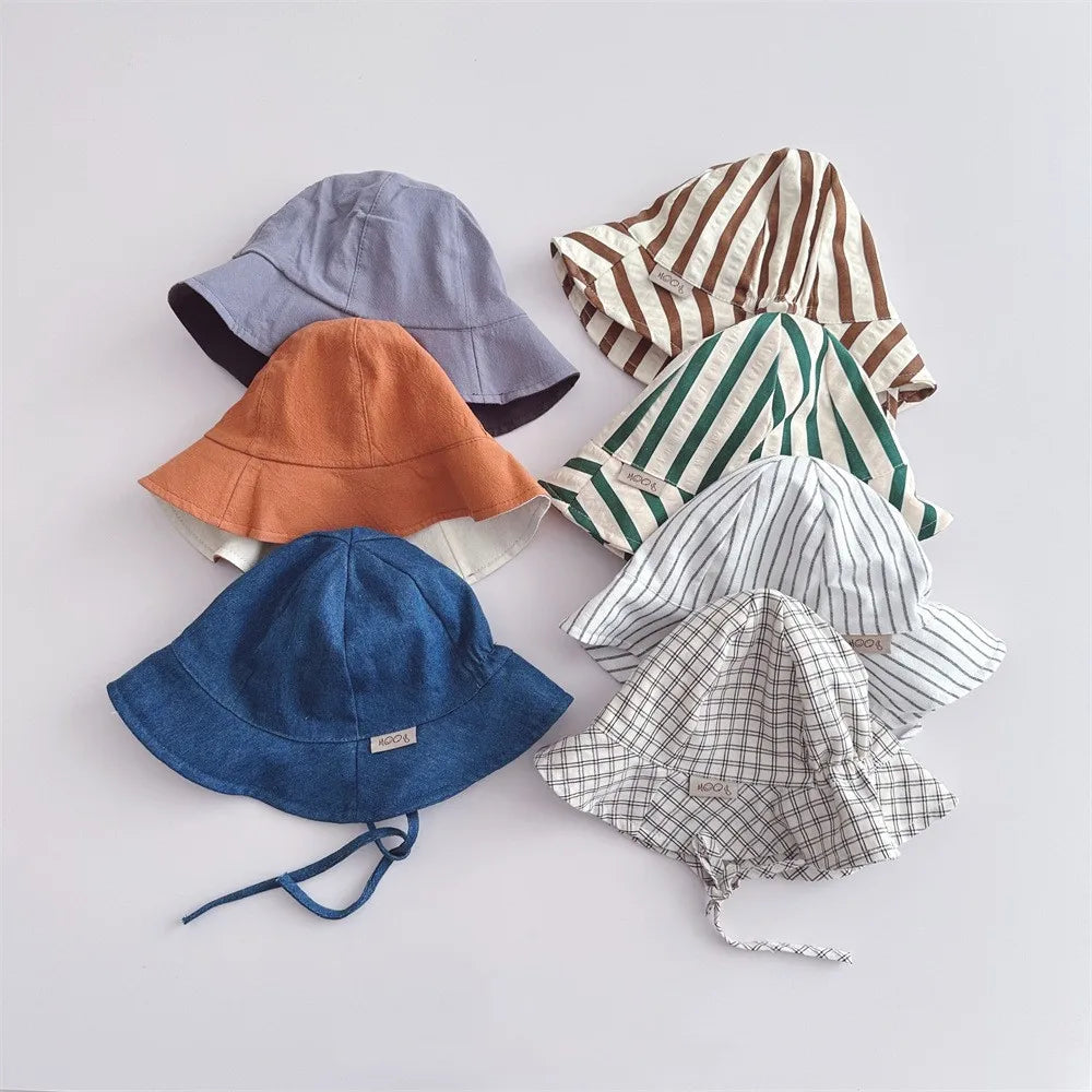 Kids Striped Cotton Fisherman Cap